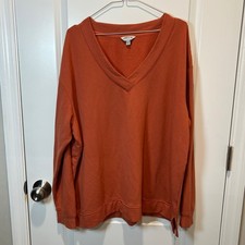 ORVIS Classic Collection Terra Cotta Orange V Neck Sweatshirt XXL