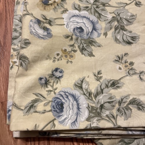 Waverly Blue Roses On Yellow Lined Curtain Panel (1) Vintage Cottage Country - Picture 2 of 9