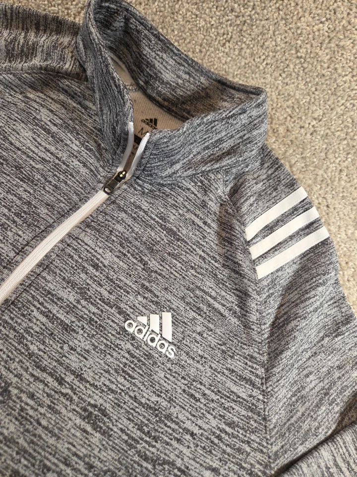 Mens ADIDAS GOLF Active Fleece MEDIUM 1/4 Zip Pullover Performance Gray Shirt - Image 2 of 4