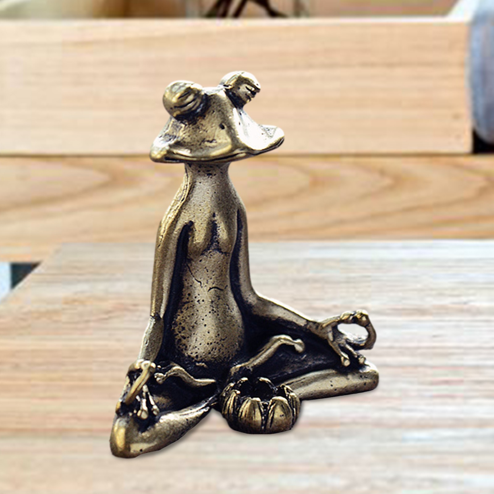 1* Yoga Candle Holder Meditation Frog Statue Incense Burner Home Ornament Decor