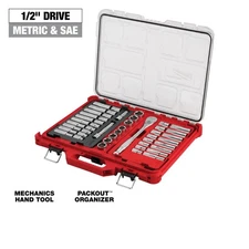 Milwaukee 48-22-9487 47pc 1/2" Dr Ratchet & Socket Set w/ PACKOUT Low-Profile
