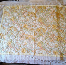 1970s Sears ABC 123 Yellow Quilted Infant Baby Blanket Crib Ruffle