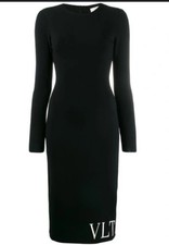 Valentino Black Black Long Sleeve Dress  Bodycon, Modern Streetwear Minimalist