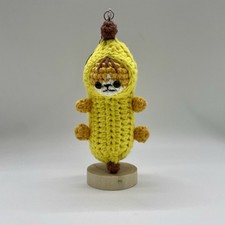 Handmade Crochet Banana Cat Keychain