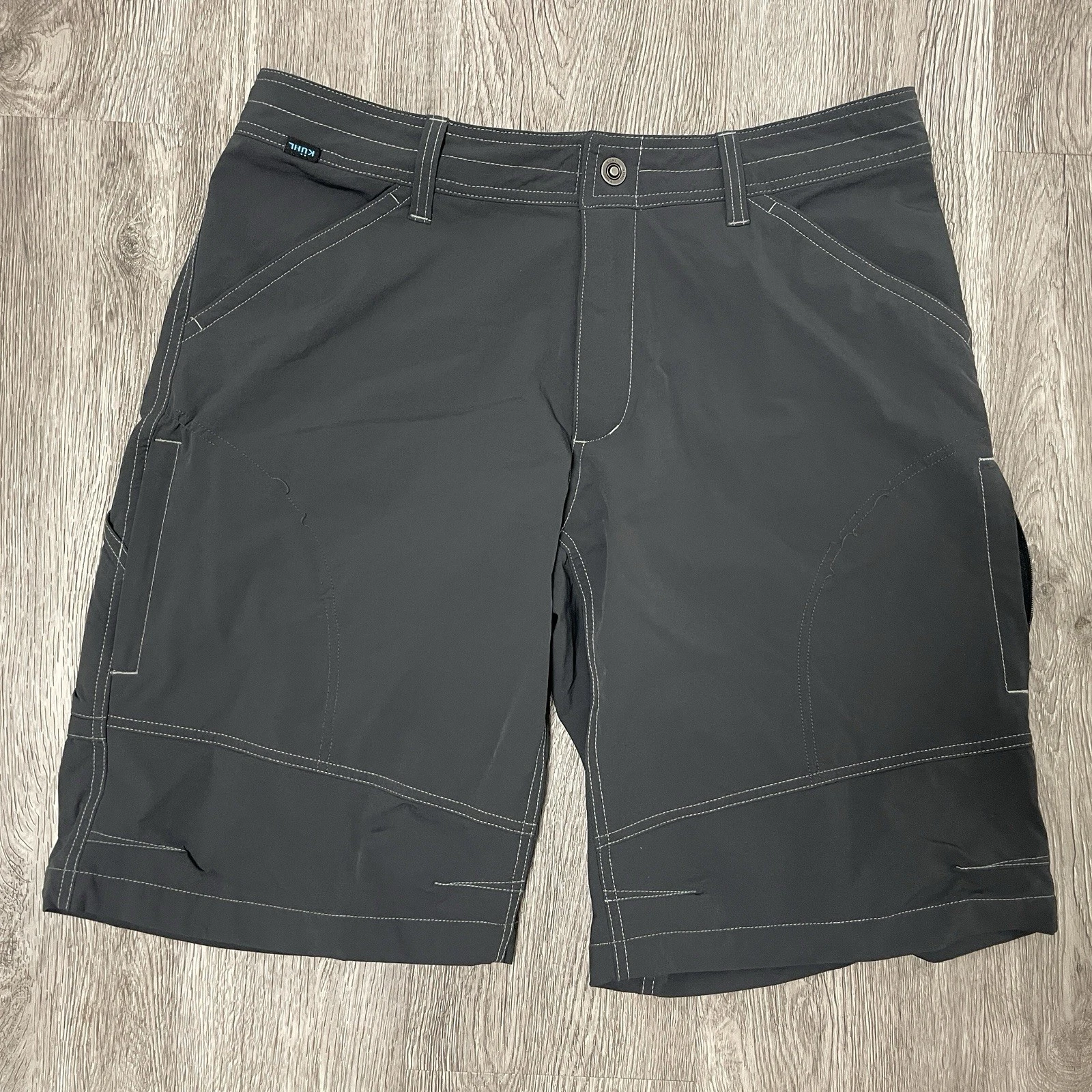 Kuhl Shorts Mens 36 Gray Nylon Cargo Hiking Travel 10" Inseam Lightweight Cargo