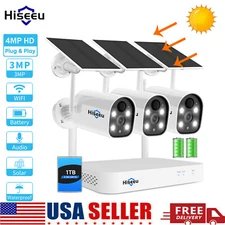 Hiseeu 10CH 4MP Solar Powered Wireless Battery Security Camera System Audio Lot