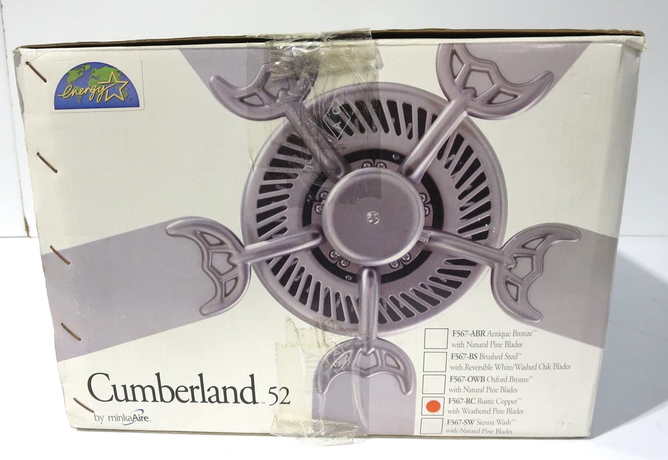 Потолочный вентилятор MINKA-AIRE F567-RC MinkaAire 5 лопастей 52 дюйма Energy Star - деревенский медный - Изображение 2 из 4