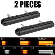 2x LED Switchback DRL Tube Light Strip Amber White Sequential Flow Turn Signal