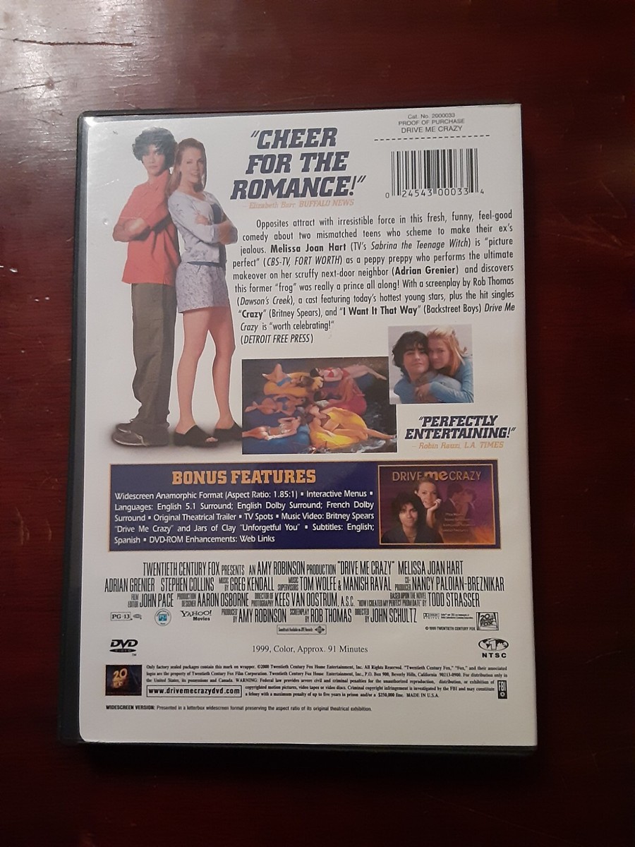 Drive Me Crazy DVD Melissa Joan Hart Adrian Grenier Stephen