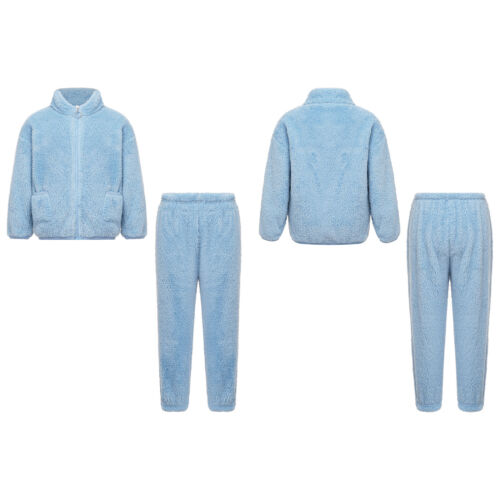 Unisex Kids Outfits Winter Set Long Sleeve Sleepwear Zipper Stand Collar Casual - Picture 31 of 53