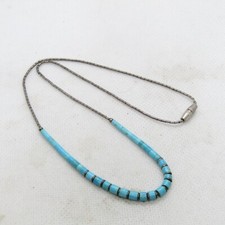 Sterling Silver 925 Turquoise Beaded Necklace 15" K6734