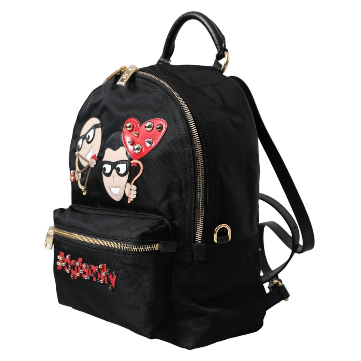 Dolce & Gabbana ブラックバックパック DOLCE & GABBANA Bag VULCANO Black Nylon #DGFAMILY Embellished