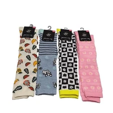 Beverly Hills Polo Club Women Sz 5-9 Knee High Socks Checkered Flowers Dog Fruit