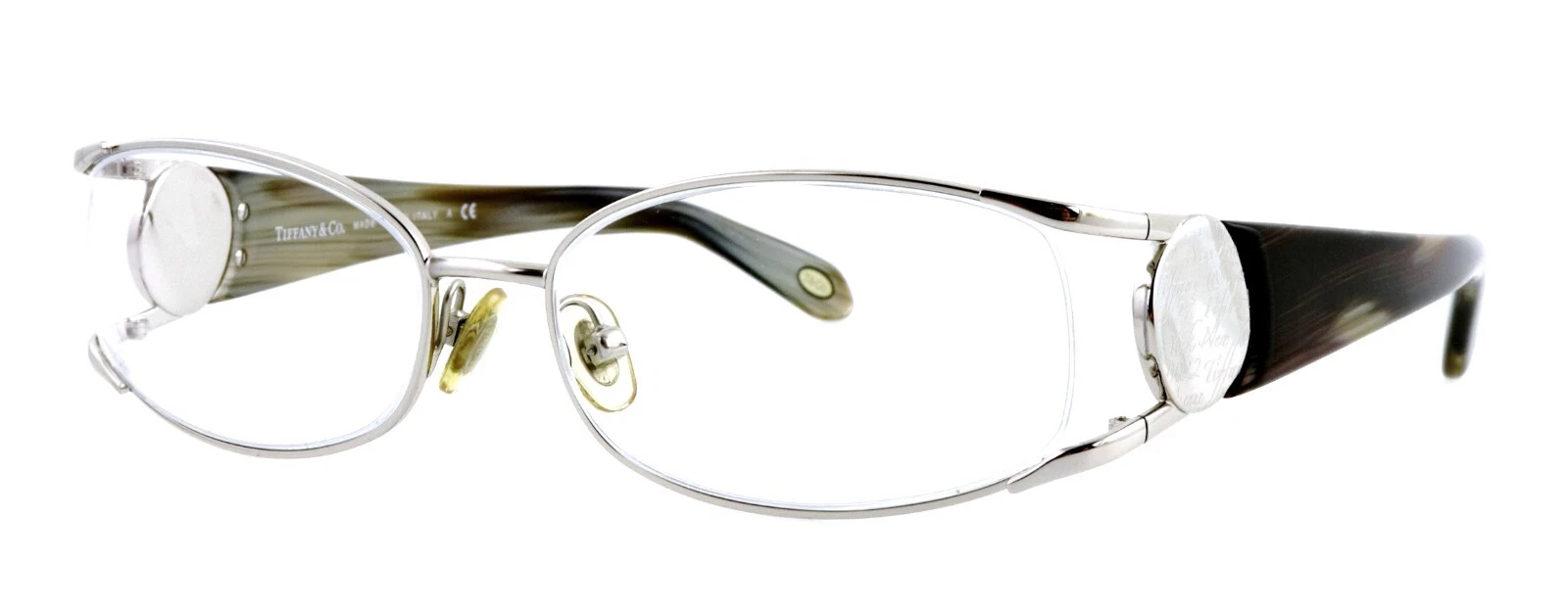 TIFFANY & CO TF1018 6005 52mm Silver Brown Horn Eyeglasses Frames Only Italy