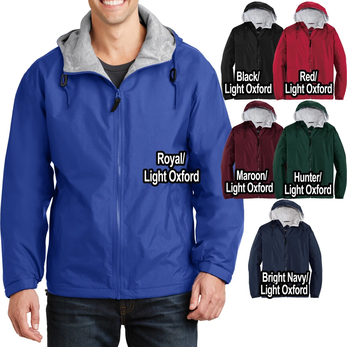 Big Mens Hooded Jacket Water Repellent Sweatshirt Fleece Lined