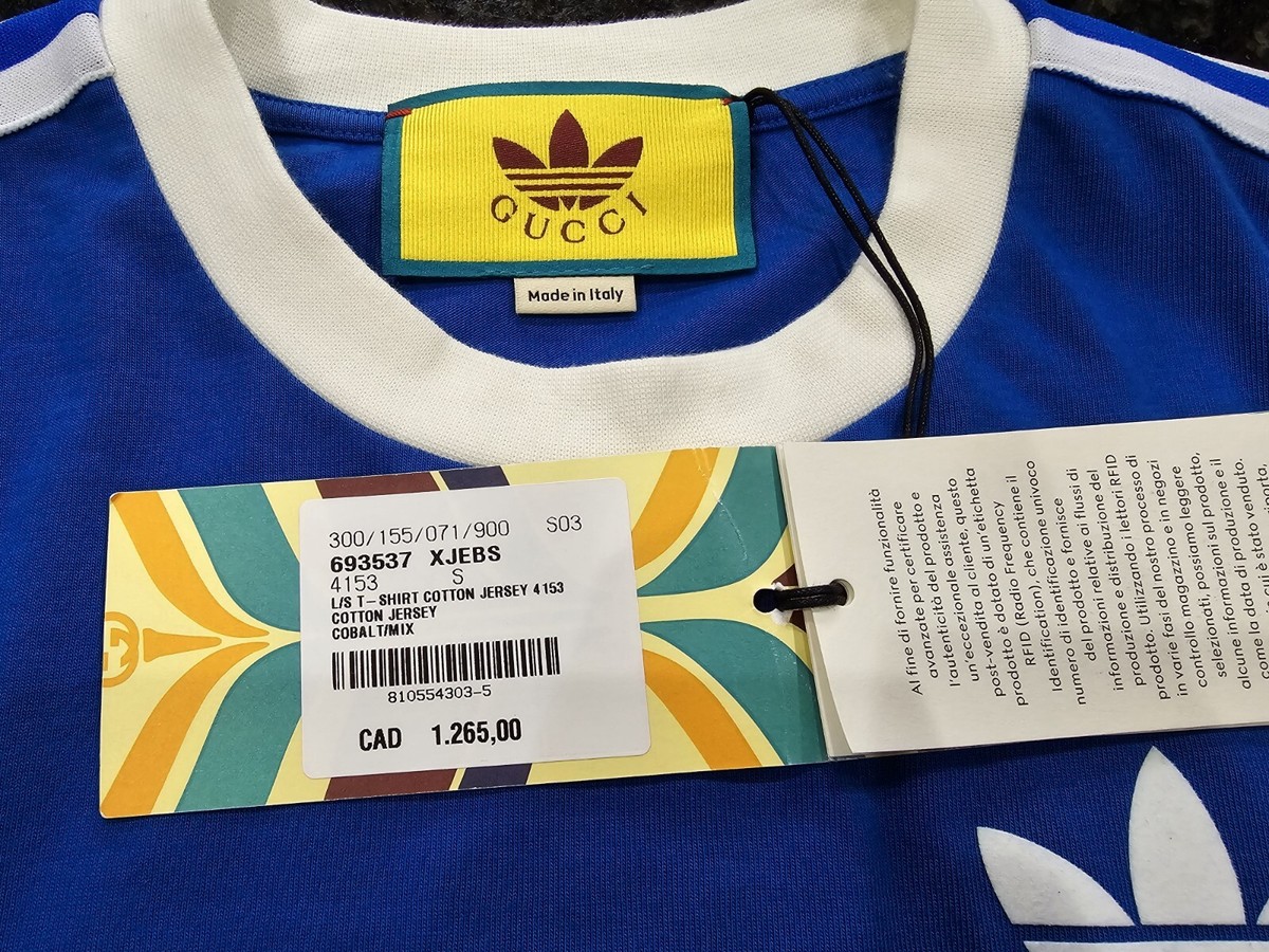 GUCCI x Adidas Cobalt Blue T-Shirt Dress Size S Small Long