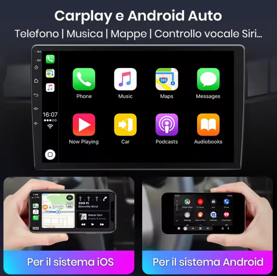 Autoradio Per Fiat Bravo 2007-2012 32GB CarPlay AndroidAuto Wireless WIFI RDS - Immagine 4 di 4