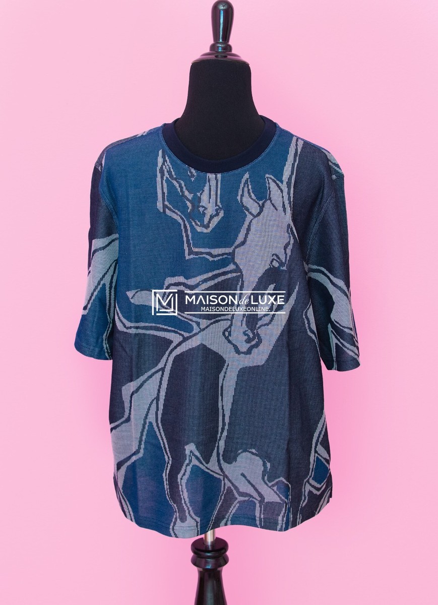 NEW HERMES MENS BLUE DANSE DES CHEVAUX T-SHIRT TSHIRT M SPORTS
