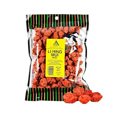 Asia Trans Red Li Hing Mui Crack Seed Plums Sour Sweet Salty Dried Candy 8.5 Oz