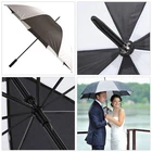 Large Golf Umbrella Black White Stripes Big Parasol Paraguas Grande Sombrilla