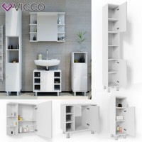 BadmöBel Set Bad Spiegel Unterschrank Kommode Bad Fynn Weiß Hochglanz Vicco