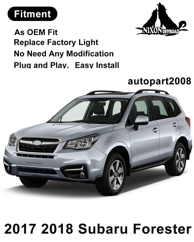 Pair Fog Lights For 2017 2018 Subaru Forester Driving Bumper Lamps w/Wiring Kit - Image 4 of 4