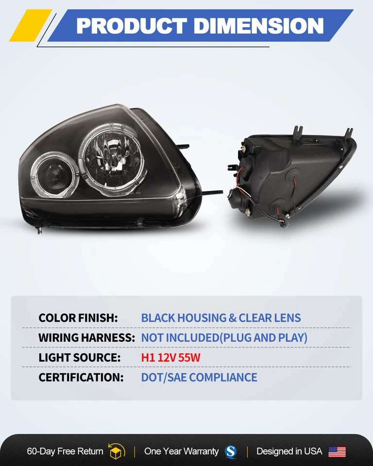 For 2000-2005 Mitsubishi Eclipse Headlights + LED Tail Lights Rear Brake Lamp Foto 4 de 4