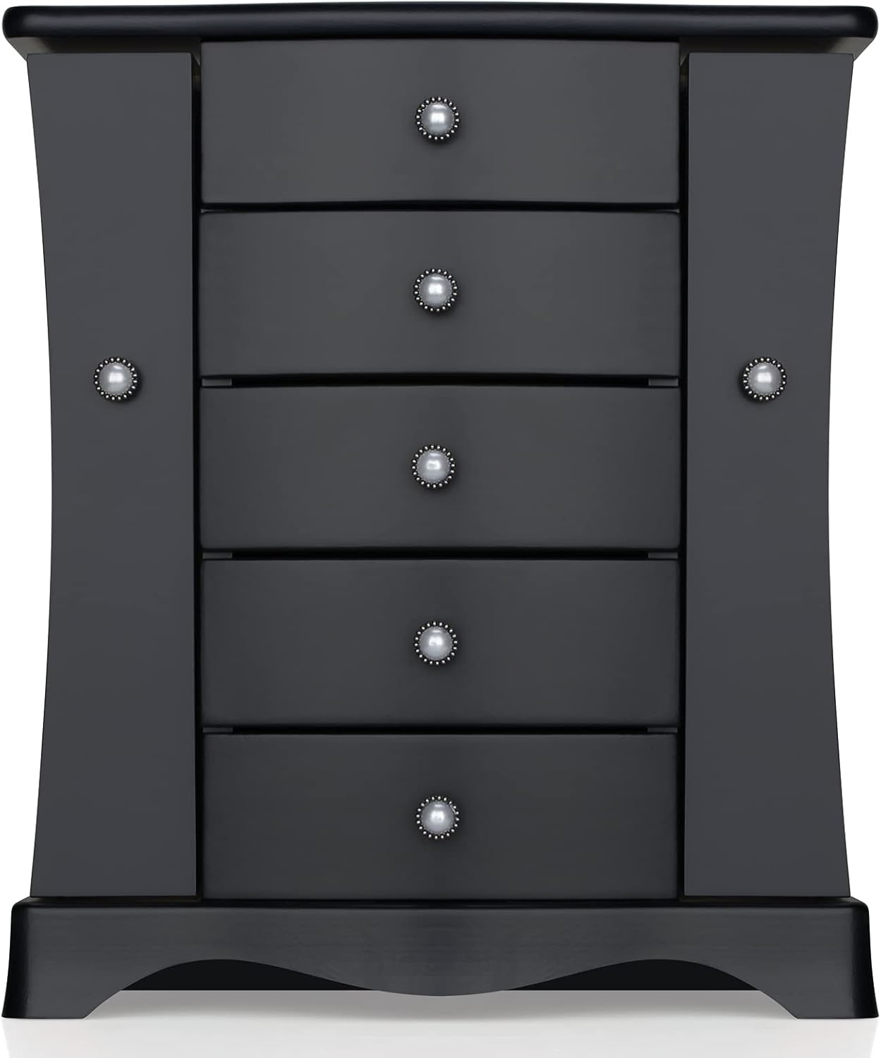 Solid Wood Jewelry Box with 4 Drawer Tower Organizer and 2 Separate Compartments-image