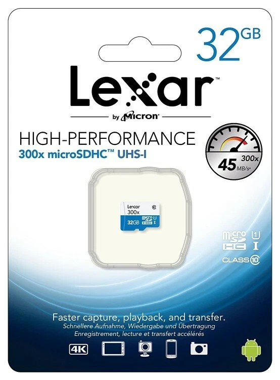 MICRO SD LEXAR Flash card Micro-SD 32GB 300x LSDMI32GBBEU300 - Immagine 2 di 3