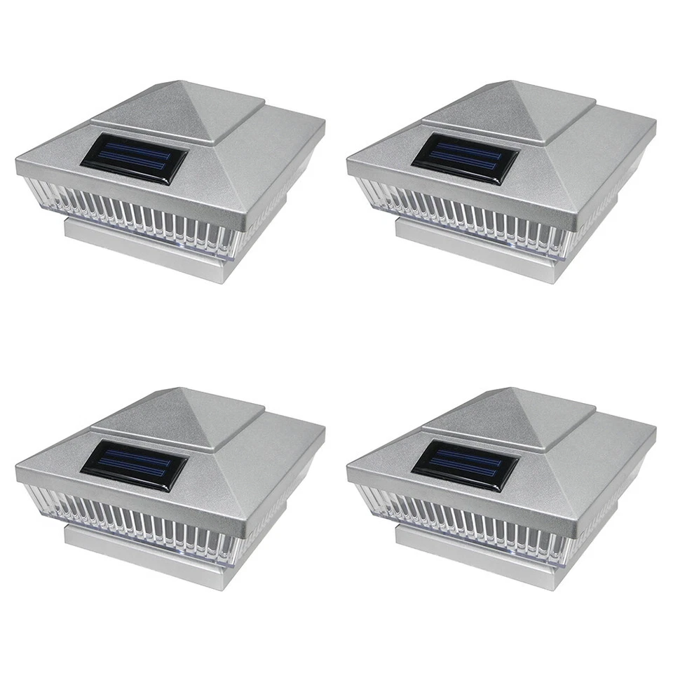 4 luces de poste solares negras bronce cobre plata 4 x 4 cubierta exterior tapa valla lámpara Foto 4 de 4