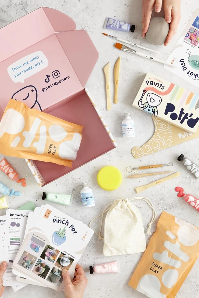 Ton Töpferset für Anfänger für zuhause - Lufttrocknend. DIY Set für Erwachsen... - Bild 3 von 4