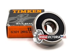 TIMKEN 6301 2RSC3 DEEP GROOVE BALL BEARING, RUBBER SEALED 12x37x12mm..