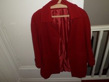 Heavy Duty Coat, Ewm, Pure Classics, 10, Woolmark Blend, Red, P2p 50cm. 80% Wool
