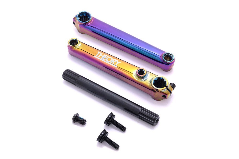 THEORY CONSERVE BMX 3 PIECE CRANK SET - 175MM - 175mm LENGTH SPINDLE - OIL SLICK