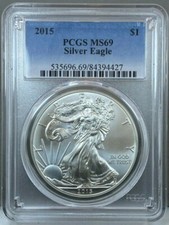 2015 $1 American Silver Eagle Pcgs Ms69 ~ Nice Coin 