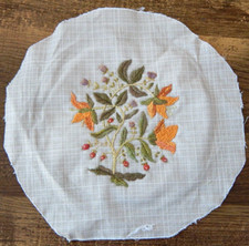 Embroidered YELLOW LILIES on Fabric Ready for Hoop/Frame 9-10" Cottagecore VTG 