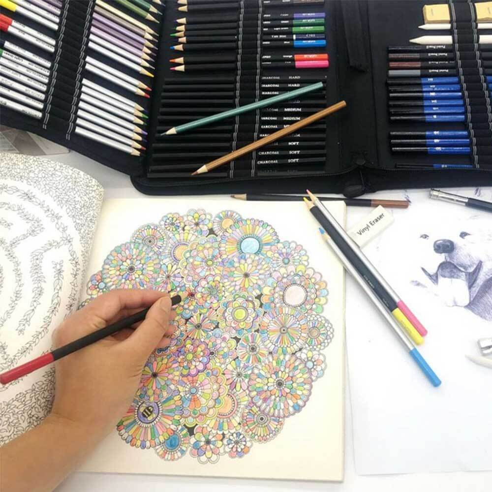 72PCS Professional Artist Pencils Set Drawing Sketching Colouring Art Kit Adult eBay