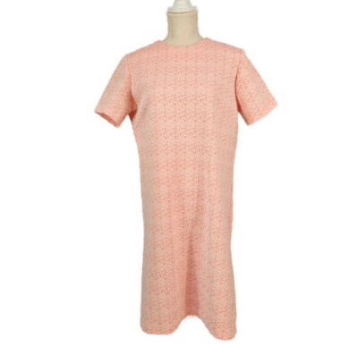 pastel shift dress Vintage 60s Mod Shift Dress Women's Sz L Pastel Orange Short Sleeve  Handmade