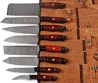 Custom Made Damascus Steel 8 Pcs of Professional Utility Chef Kitchen Knife Set