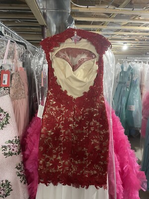 JOVANI ワインレッド ドレス Jovani 77604 Red Appliqued Cocktail Dress sz 6 NWT SALE! | eBay