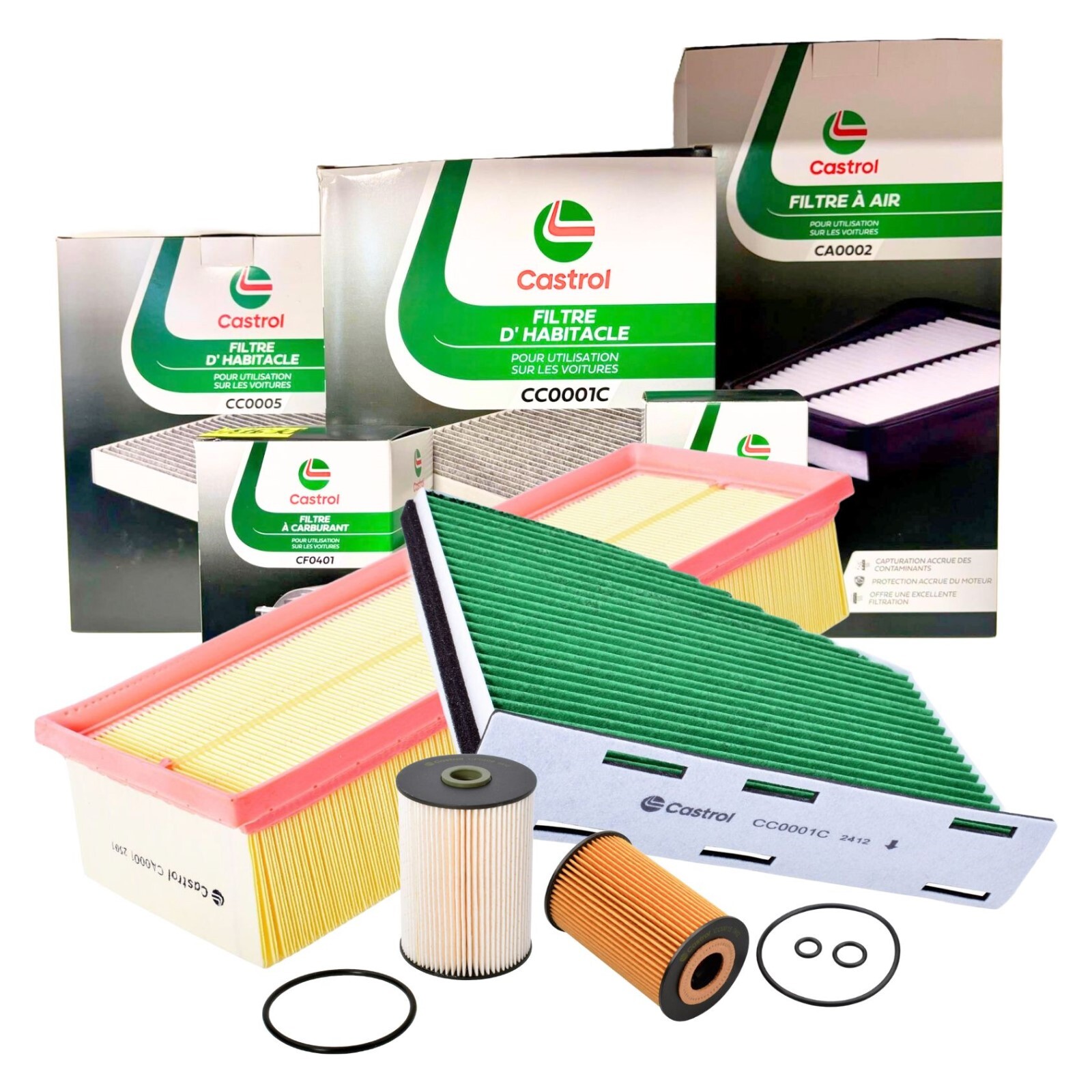 Castrol Kit 4 Filtri Aria Olio Carburante Abitacolo Vw Golf Vi 1.6/2.0 TDI - Immagine 1
