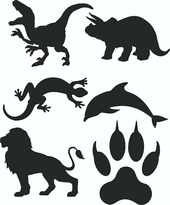 2x reflektierende Bügelbilder Reflektor  Sticker zum Aufbügeln Dino Löwe Delfin 