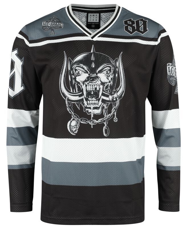 ハードロックメタルバンドMotorheadナンバリングゲームシャツ Amplified Snaggeltooth Motörhead Hockey Jersey Heavy Metal Band