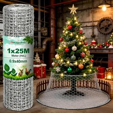 Verzinkter Maschendrahtzaun 1x25m, 0,9mm, 40mm Maschen, H&uuml;hner- & Wildschutz,...