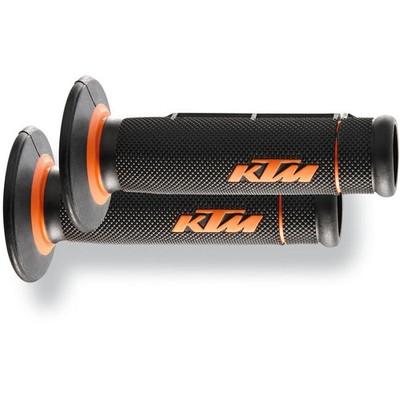 KTM PowerParts Dual Compound Grips - Black/Orange, Open End 63002021200