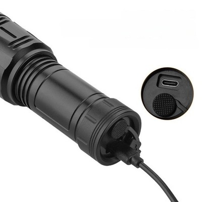 High Power Zoom Taschenlampe 500m Reichweite 1500mAh wiederaufladbar mit SOS-Mod