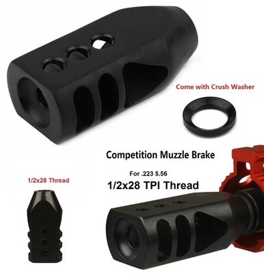 1/2X28TPI Steel Tank Style Muzzle Brake For .22LR .223 5.56 5.7X28