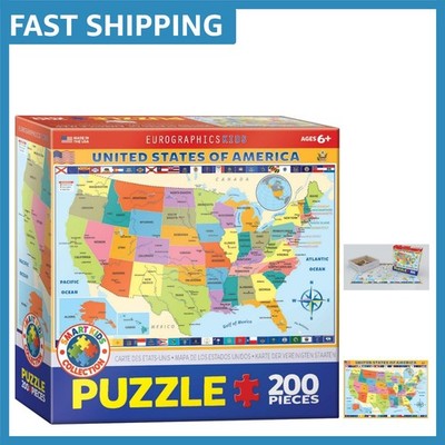 Engaging 200-Piece USA Map Jigsaw Puzzle for Kids - Educational and Fun