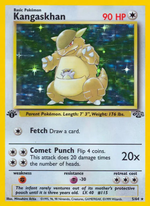 Kangaskhan - 5/64 - Pokemon Jungle 1st Edition Holo Rare Card WOTC LP