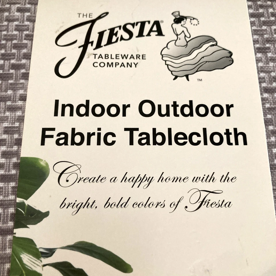 Fiesta Indoor Outdoor Fabric 70” Round Tablecloth Taupe White Basket Weave NWT - Image 2 of 4